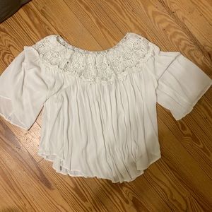 Off the should white lace shirt